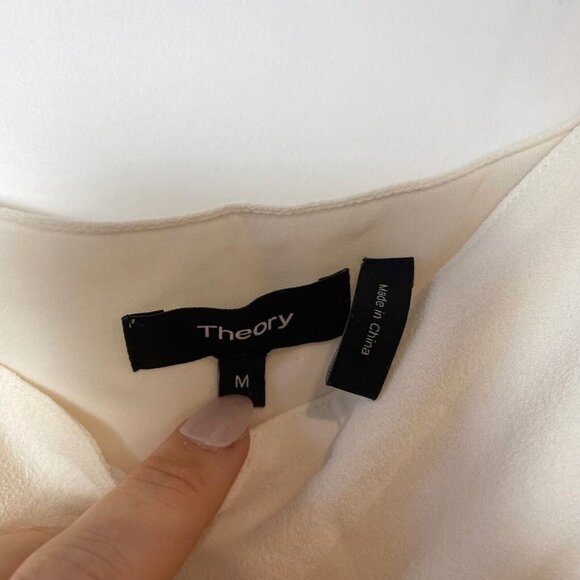 Theory Womens Petteri Rosina Crepe Off Shoulder Cami Tank Top Ivory M Sleeveless - Picture 2 of 8